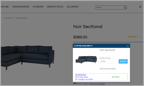 eSTORIS Furniture Available in Store Displayed on Web