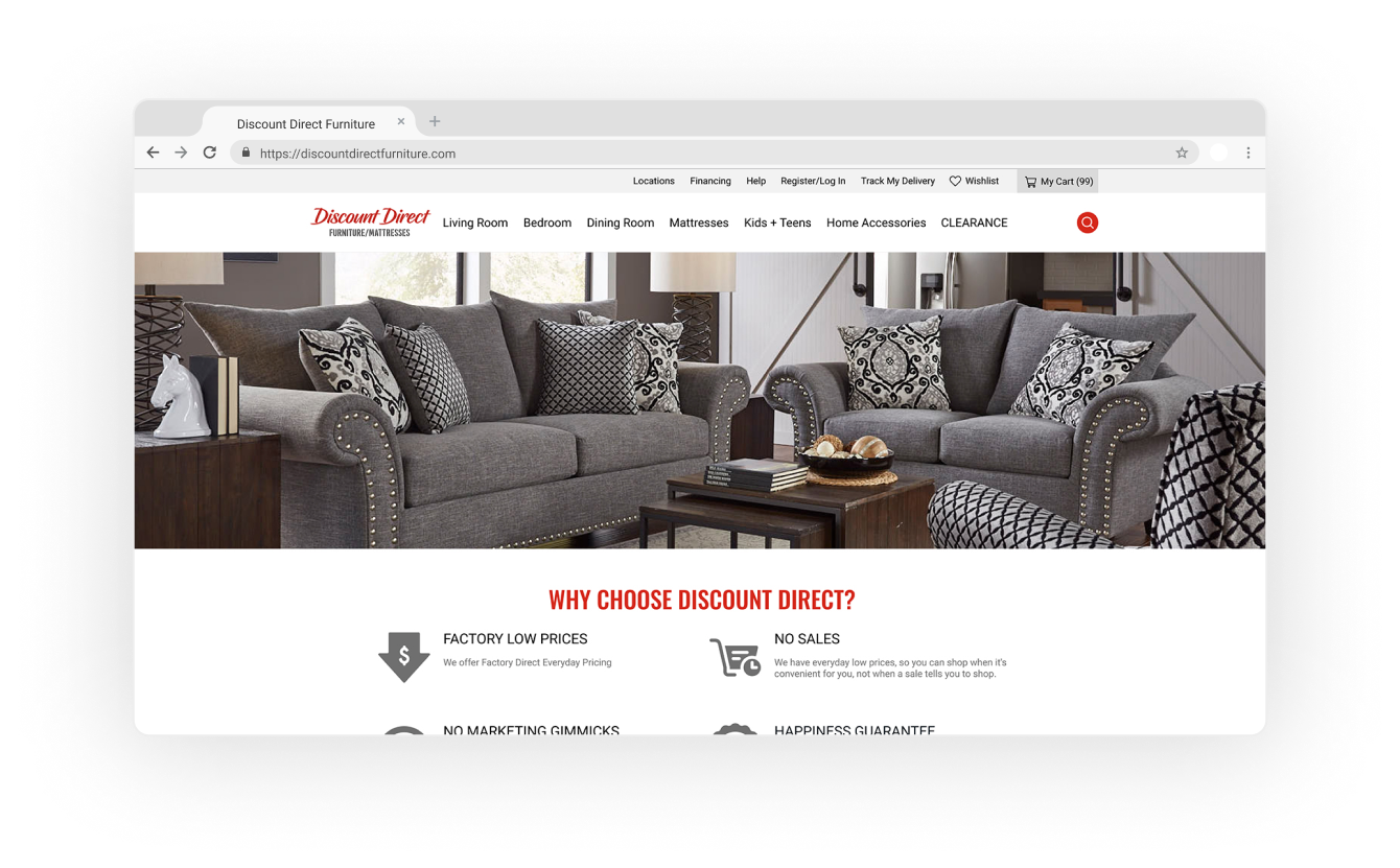 Discount Direct's eSTORIS Website Homepage