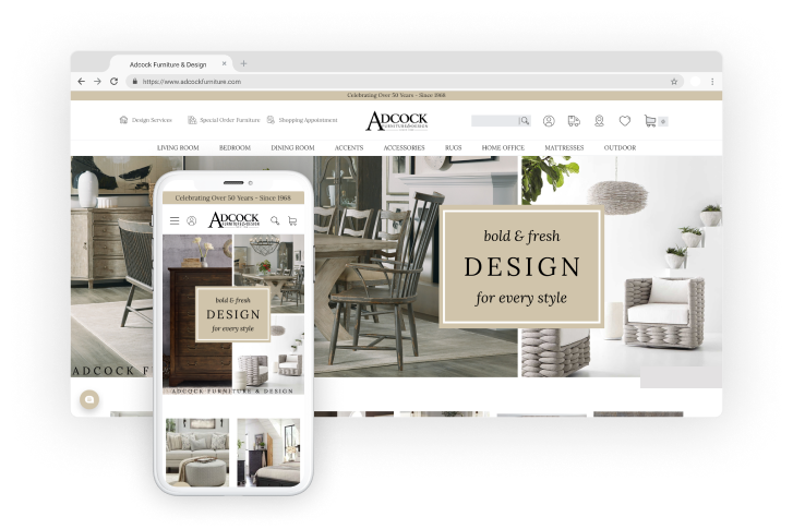 Adcock Furniture eSTORIS Homepage Design