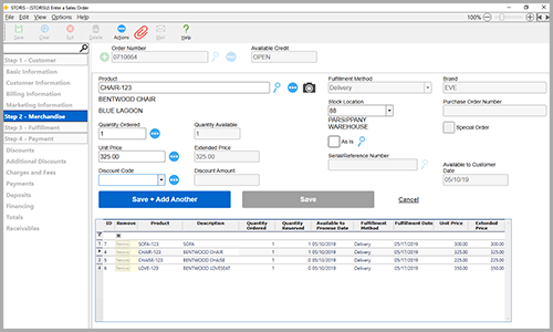 Enter a Sales Order Screen