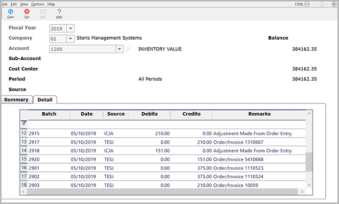 View Account Activity Screen