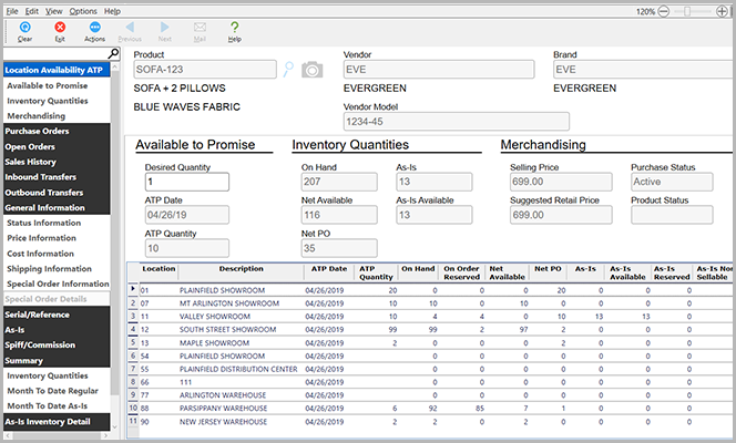 View Product Activity Screen