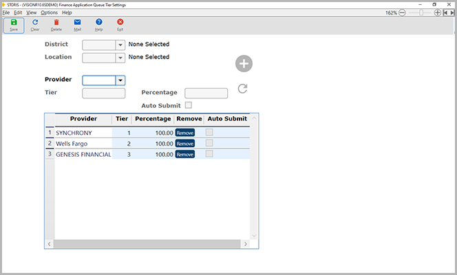 STORIS Finance Queue Screen