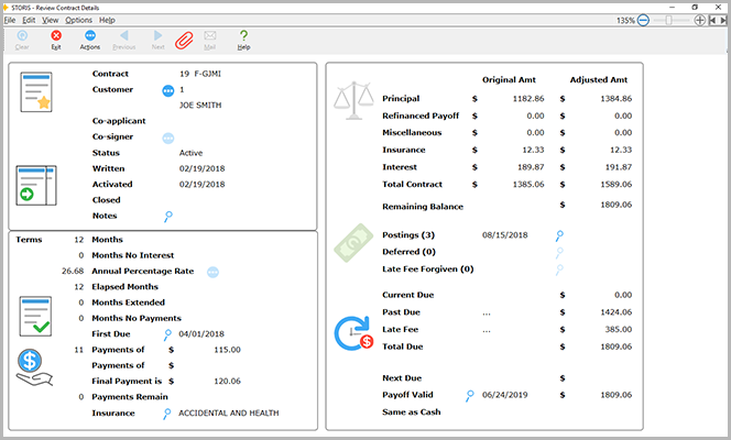 STORIS Review Contract Details Screen