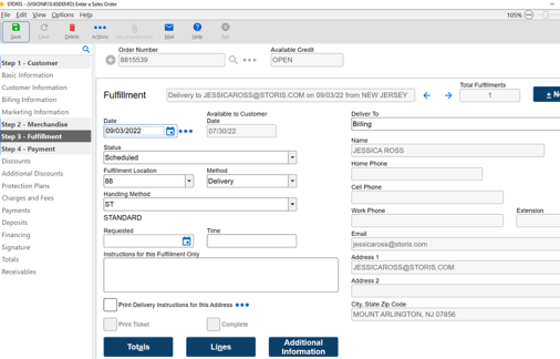 Enter a Sales Order in the STORIS ERP